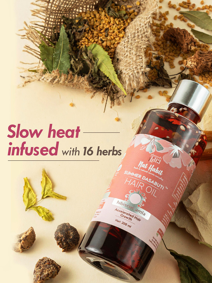 Nat Habit Hibiscus Amla Summer Dasabuti Hair Oil for Hair Growth & Fall Control - 100ml